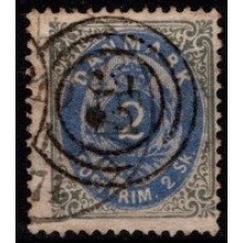 Tofarvet skillingsudgave. 2 sk. grå/ultramarin.